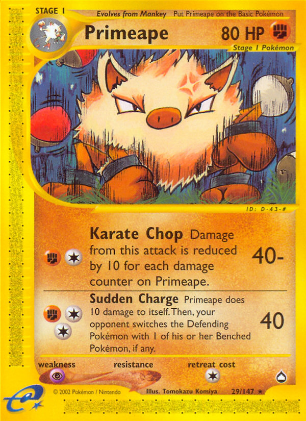 Primeape ecard2-29 Rare from Aquapolis Set