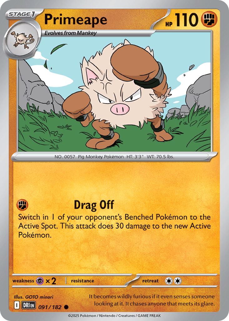 Primeape sv10-91 Common from Destined Rivals Set