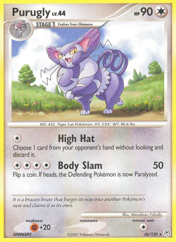 Purugly dp1-36 Rare from Diamond & Pearl Set