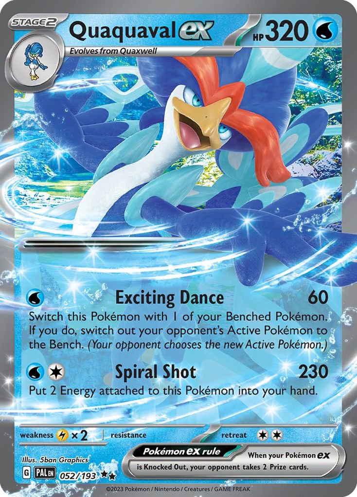 Quaquaval ex sv2-52 Double Rare from Paldea Evolved Set