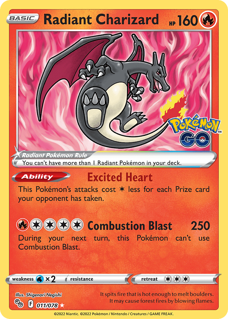 Radiant Charizard pgo-11 Radiant Rare from Pokémon GO Set