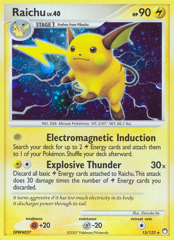 Raichu dp2-15 Rare Holo from Mysterious Treasures Set