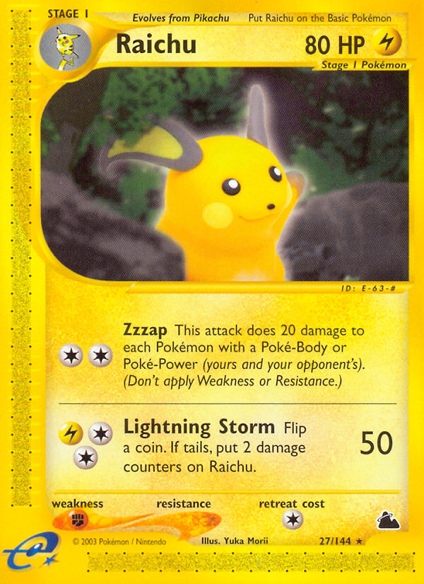 Raichu ecard3-27 Rare from Skyridge Set