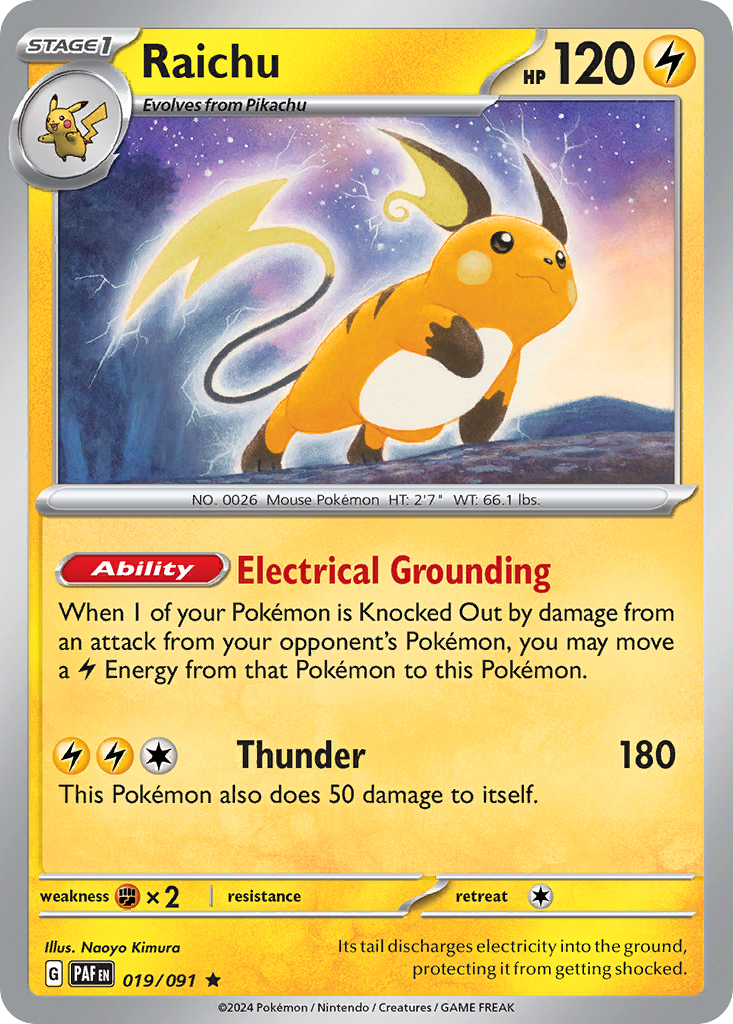 Raichu sv4pt5-19 Rare from Paldean Fates Set