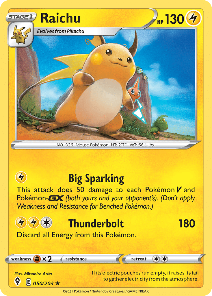 Raichu swsh7-50 Rare Holo from Evolving Skies Set