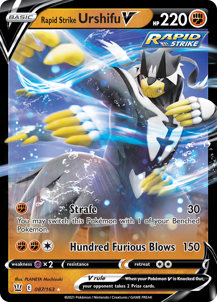 Rapid Strike Urshifu V swsh5-87 Rare Holo V from Battle Styles Set