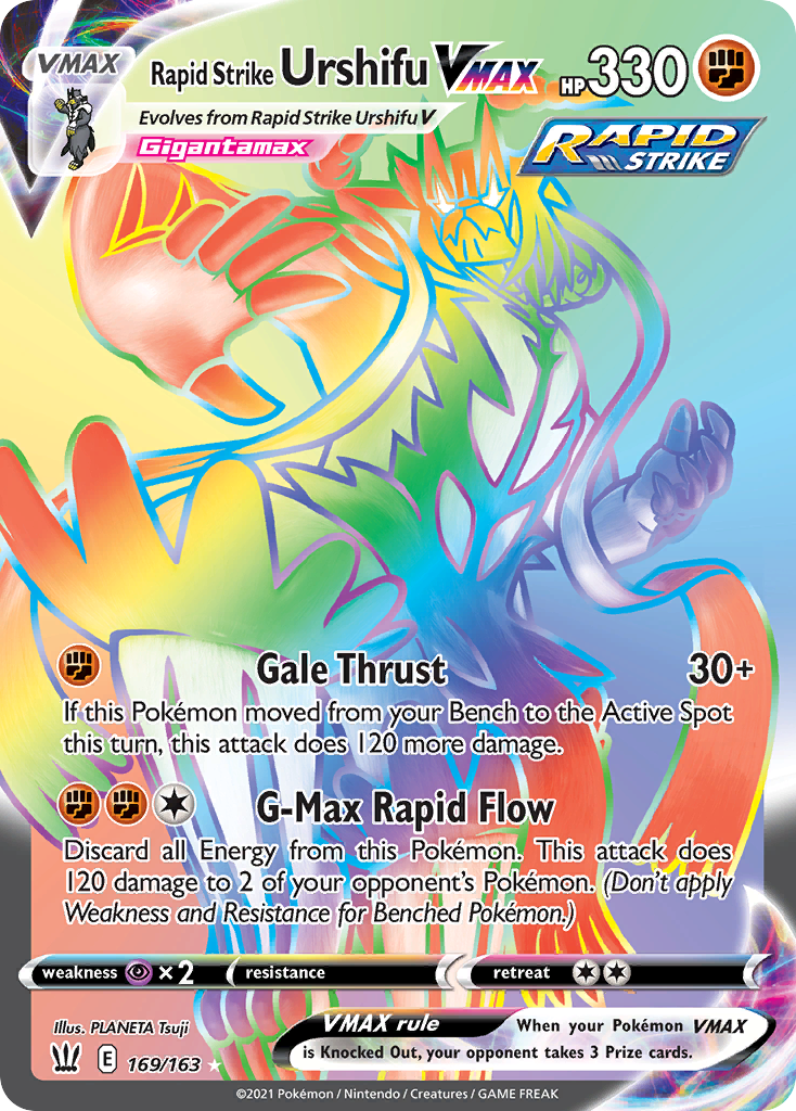 Rapid Strike Urshifu VMAX swsh5-169 Rare Rainbow from Battle Styles Set
