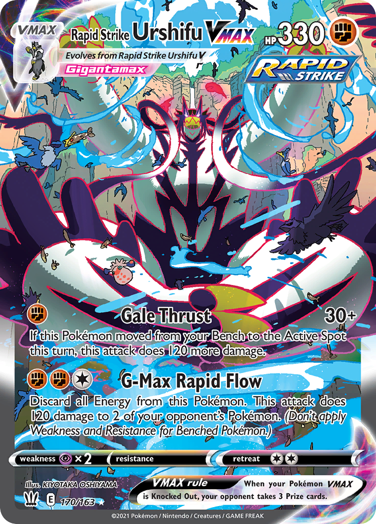 Rapid Strike Urshifu VMAX swsh5-170 Rare Rainbow from Battle Styles Set