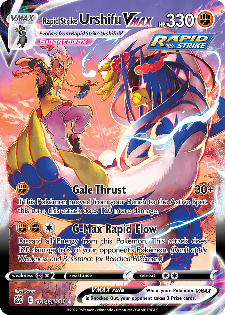 Rapid Strike Urshifu VMAX swsh9tg-TG21 Rare Holo VMAX from Brilliant Stars Trainer Gallery Set
