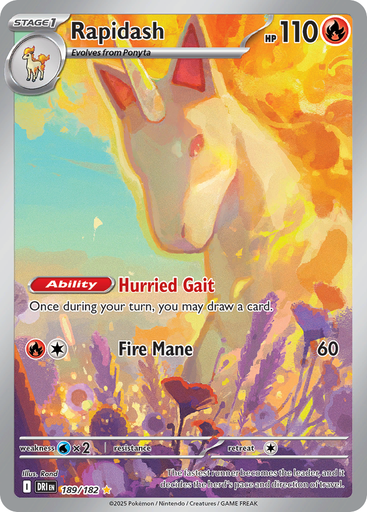 Rapidash sv10-189 Illustration Rare from Destined Rivals Set