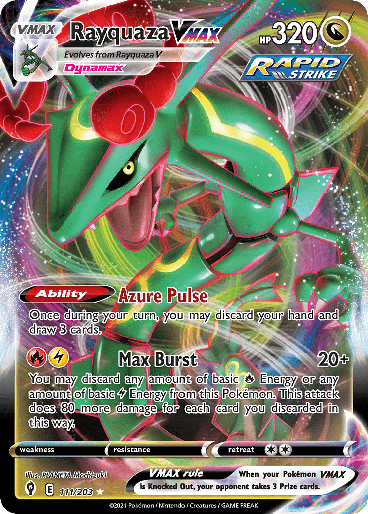 Rayquaza VMAX swsh7-111 Rare Holo VMAX from Evolving Skies Set