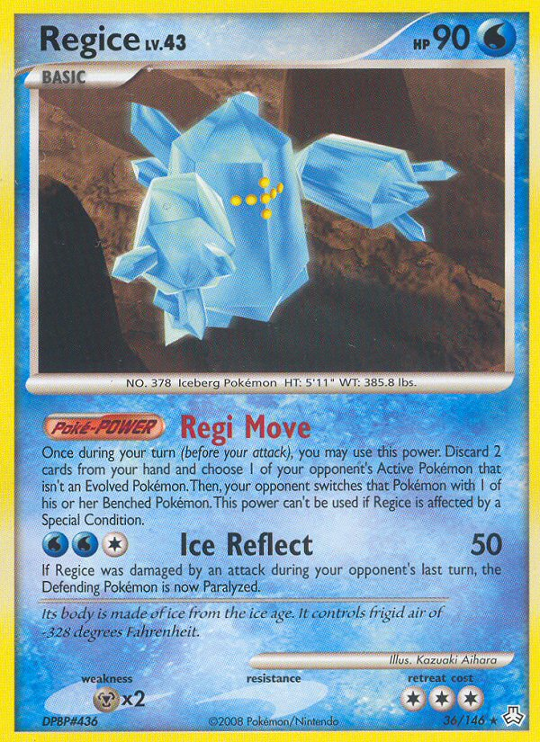 Regice dp6-36 Rare from Legends Awakened Set