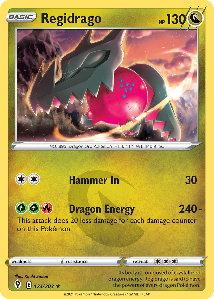 Regidrago swsh7-124 Rare Holo from Evolving Skies Set