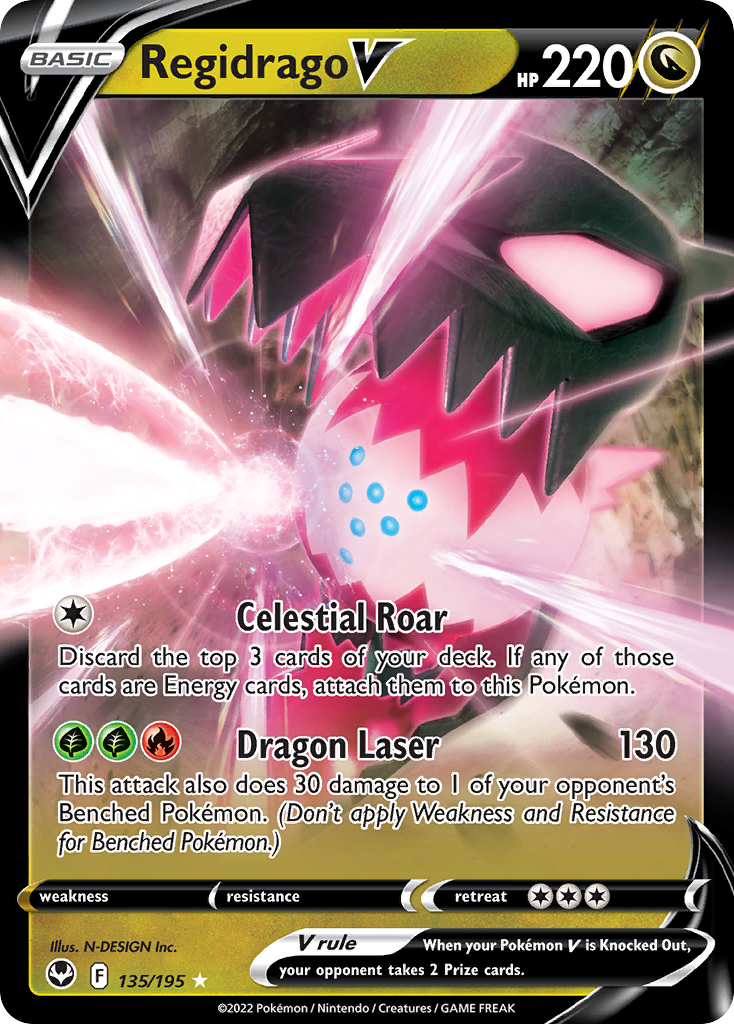 Regidrago V swsh12-135 Rare Holo V from Silver Tempest Set