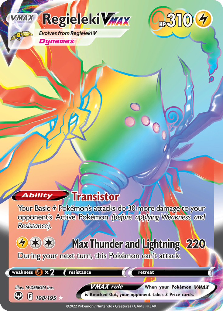 Regieleki VMAX swsh12-198 Rare Rainbow from Silver Tempest Set