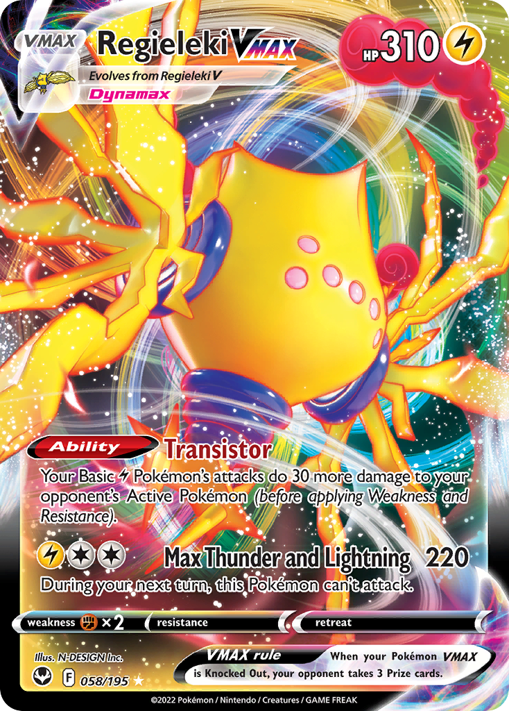 Regieleki VMAX swsh12-58 Rare Holo VMAX from Silver Tempest Set