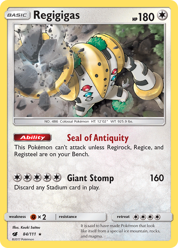 Regigigas sm4-84 Rare Holo from Crimson Invasion Set