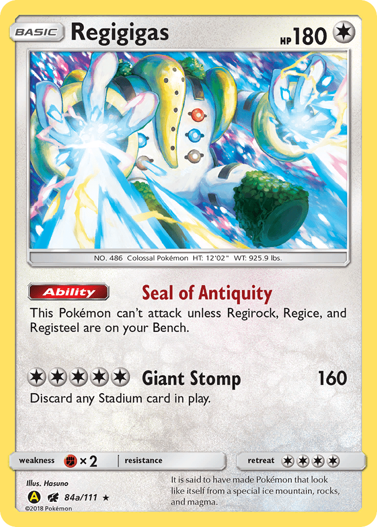 Regigigas sm4-84a Rare Holo from Crimson Invasion Set
