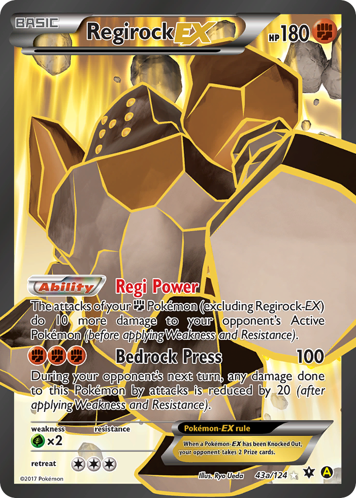 Regirock-EX xy10-43a Rare Ultra from Fates Collide Set