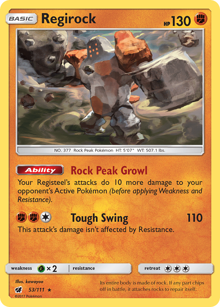 Regirock sm4-53 Rare from Crimson Invasion Set