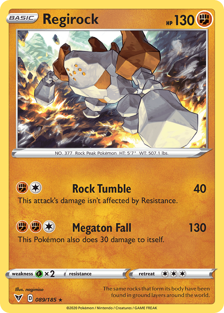 Regirock swsh4-89 Rare Holo from Vivid Voltage Set
