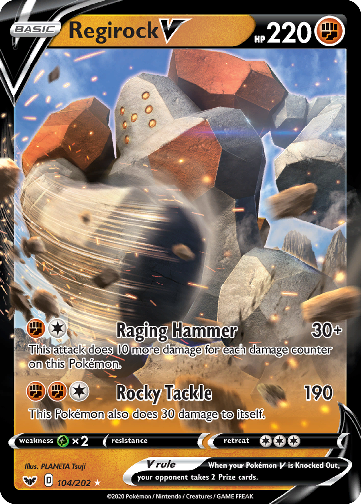 Regirock V swsh1-104 Rare Holo V from Sword & Shield Set