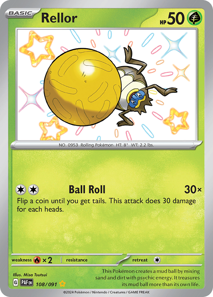 Rellor sv4pt5-108 Shiny Rare from Paldean Fates Set