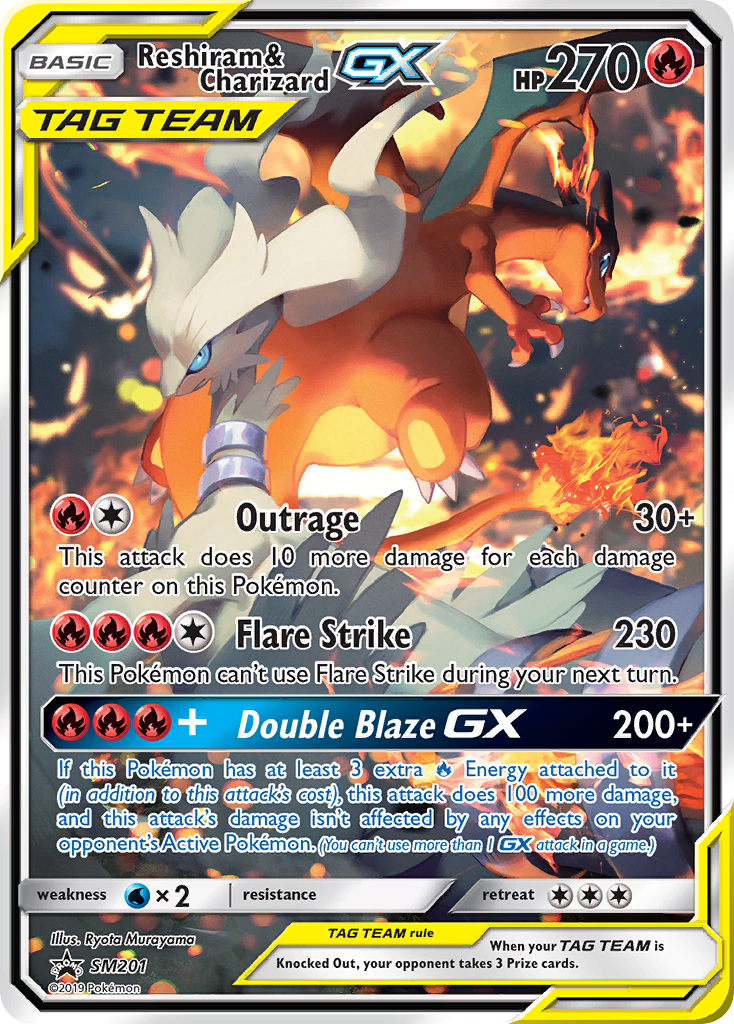 Reshiram & Charizard-GX smp-SM201 Promo from SM Black Star Promos Set