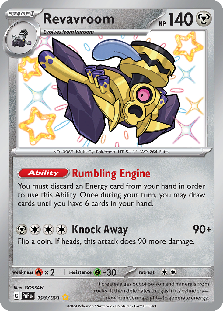 Revavroom sv4pt5-193 Shiny Rare from Paldean Fates Set