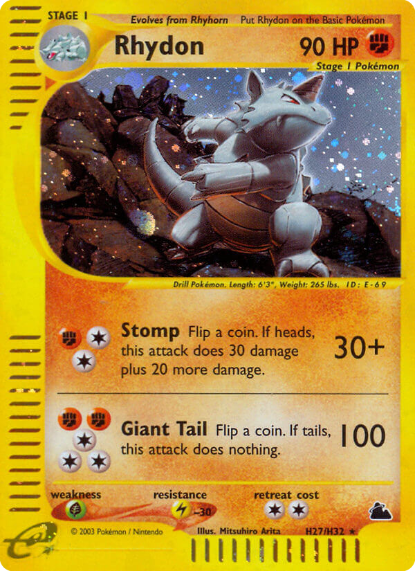 Rhydon ecard3-H27 Rare Holo from Skyridge Set
