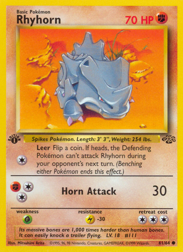 Rhyhorn base2-61 Common from Jungle Set