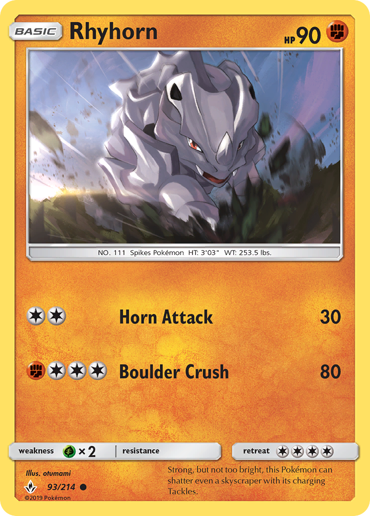 Rhyhorn sm10-93 Common from Unbroken Bonds Set