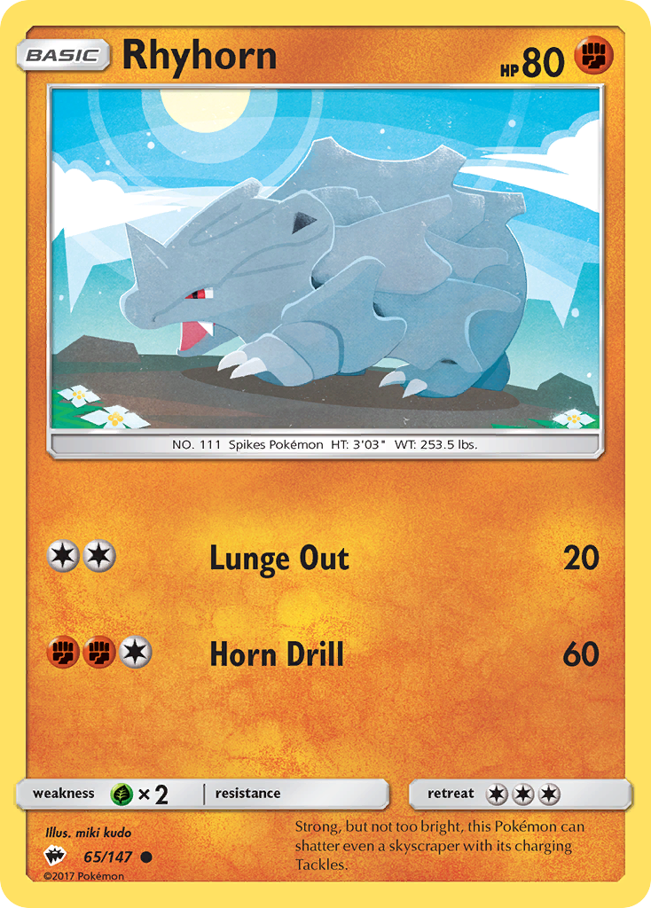 Rhyhorn sm3-65 Common from Burning Shadows Set