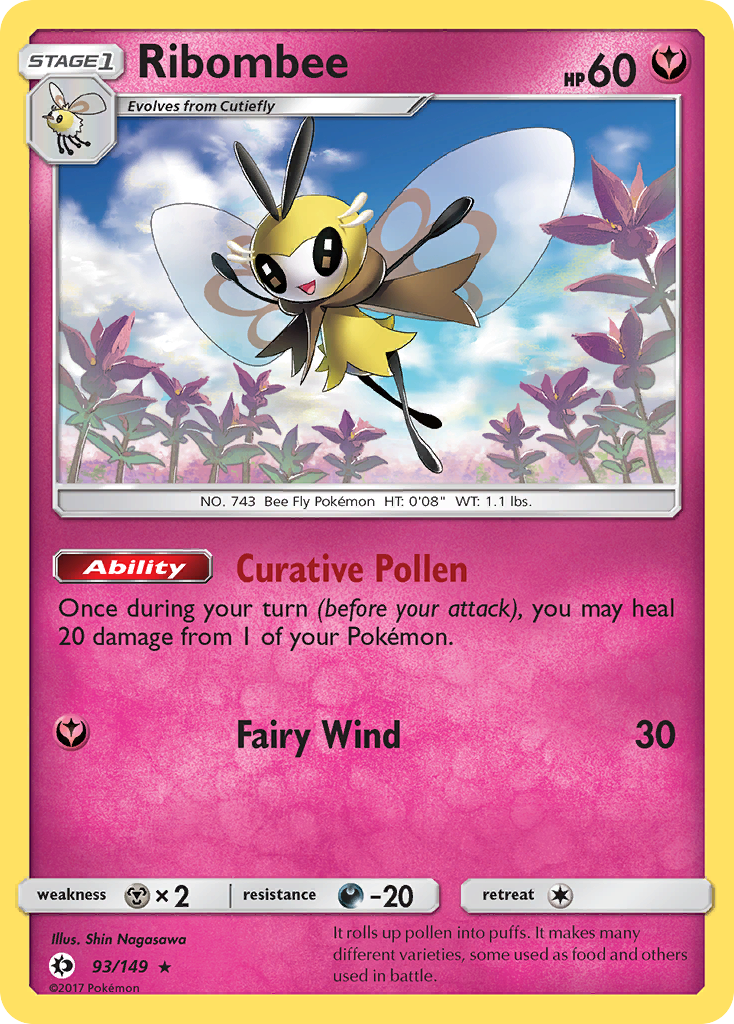 Ribombee sm1-93 Rare Holo from Sun & Moon Set