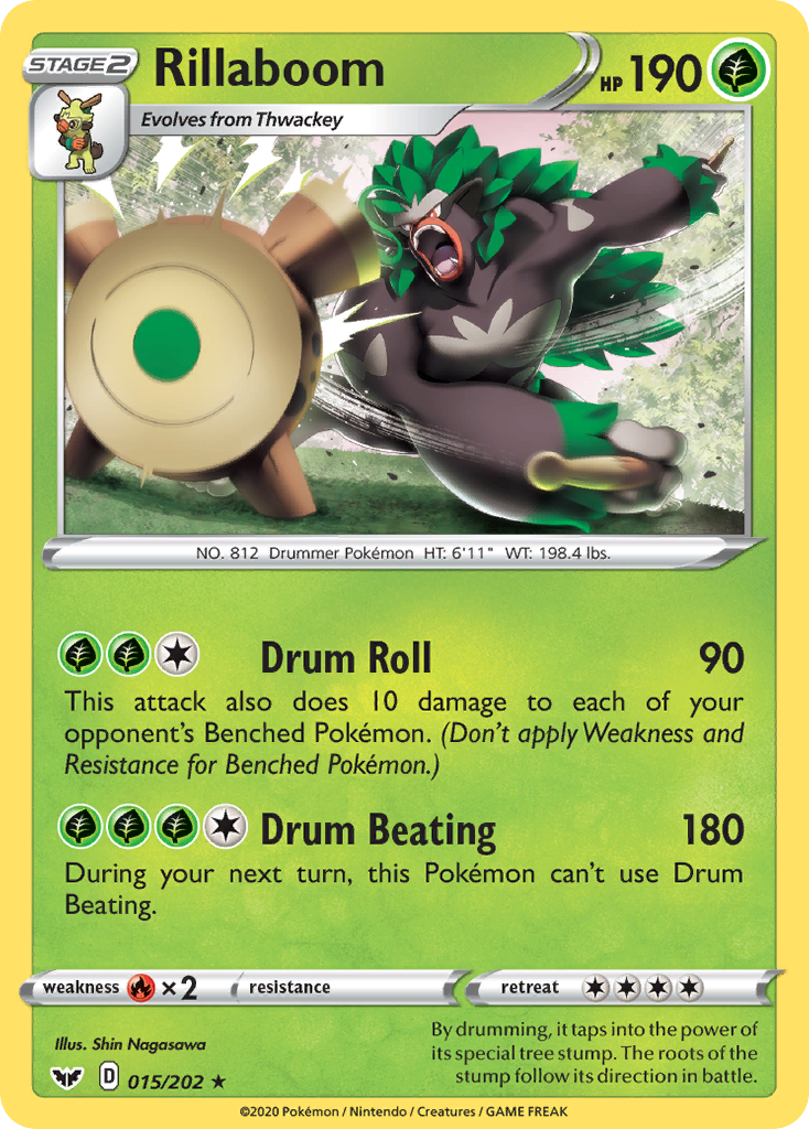 Rillaboom swsh1-15 Rare from Sword & Shield Set