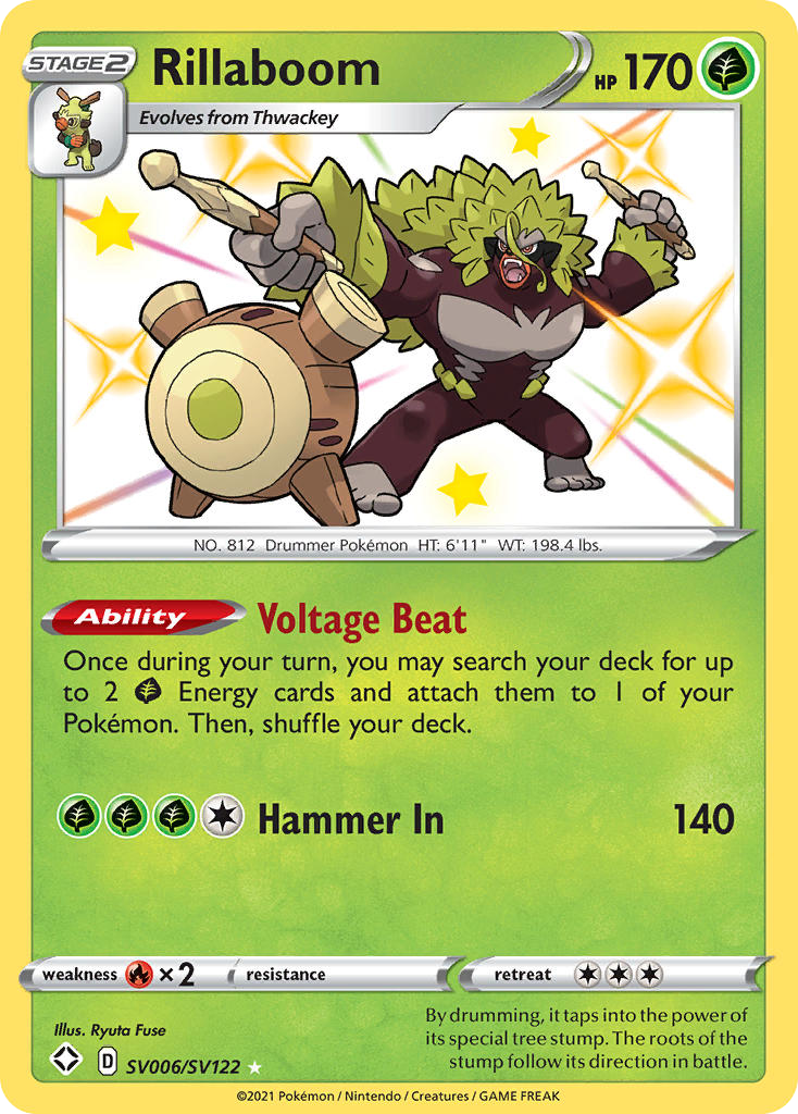 Rillaboom swsh45sv-SV006 Rare Shiny from Shining Fates Shiny Vault Set