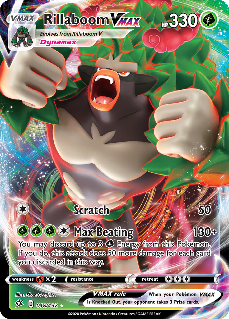 Rillaboom VMAX swsh2-18 Rare Holo VMAX from Rebel Clash Set