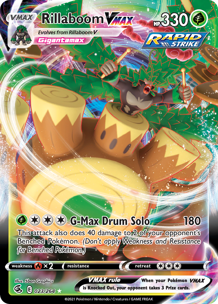 Rillaboom VMAX swsh8-23 Rare Holo VMAX from Fusion Strike Set