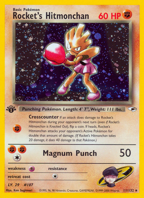 Rocket’s Hitmonchan gym1-11 Rare Holo from Gym Heroes Set