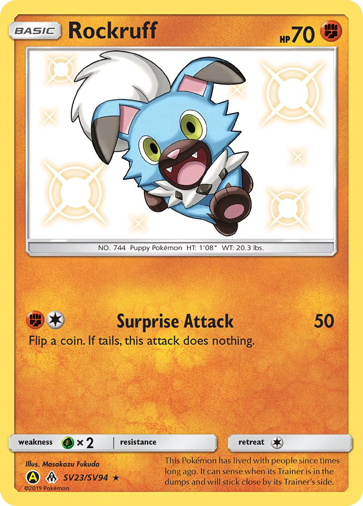 Rockruff sma-SV23 Rare Shiny from Hidden Fates Shiny Vault Set