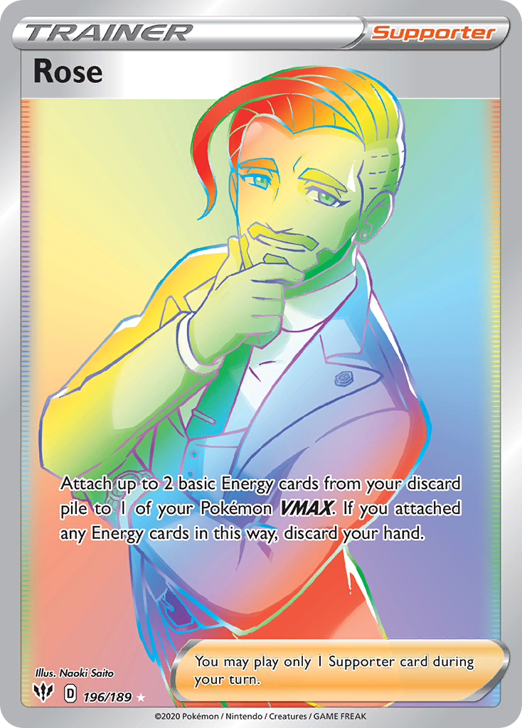 Rose swsh3-196 Rare Rainbow from Darkness Ablaze Set