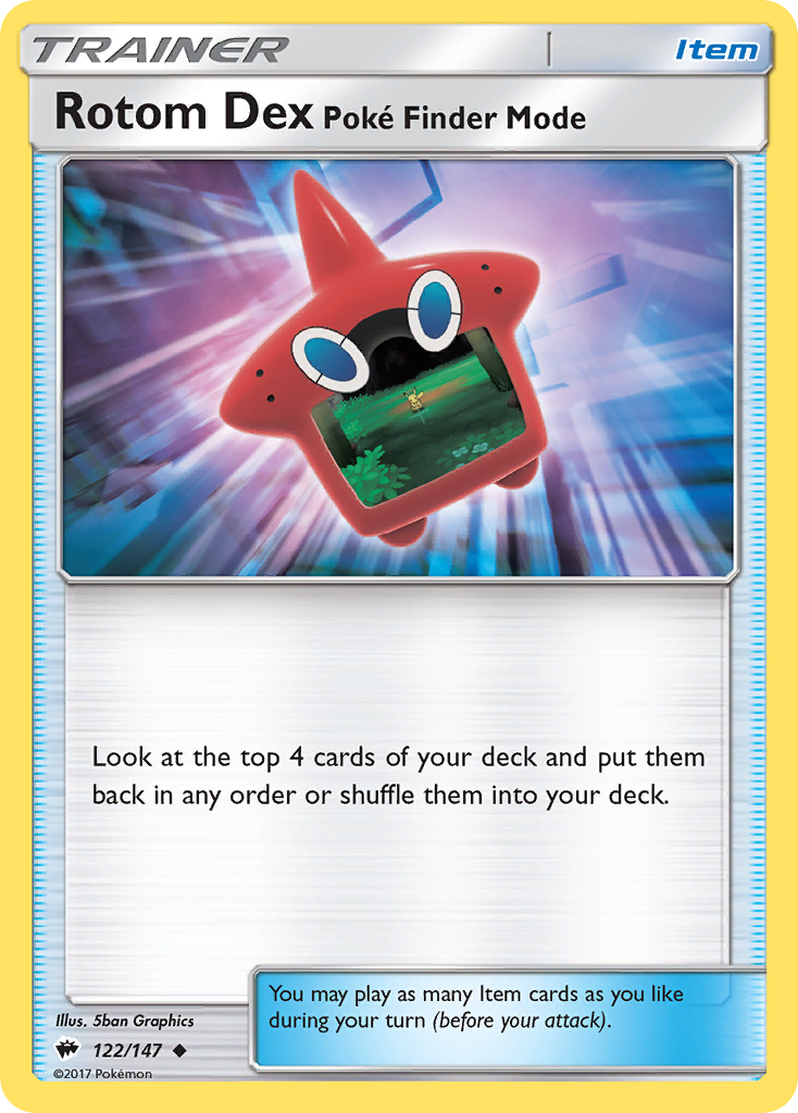Rotom Dex Poké Finder Mode sm3-122 Uncommon from Burning Shadows Set