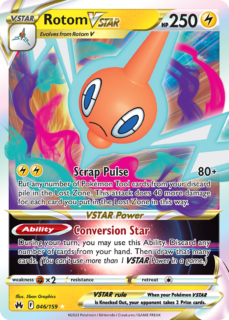 Rotom VSTAR swsh12pt5-46 Rare Holo VSTAR from Crown Zenith Set