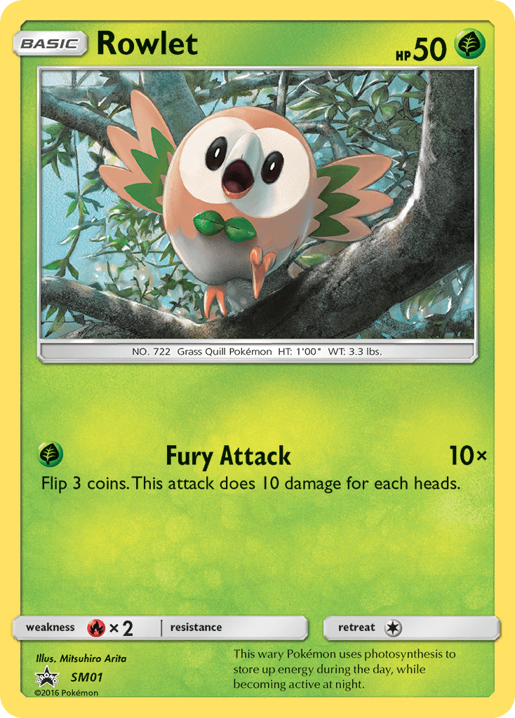 Rowlet smp-SM01 Promo from SM Black Star Promos Set