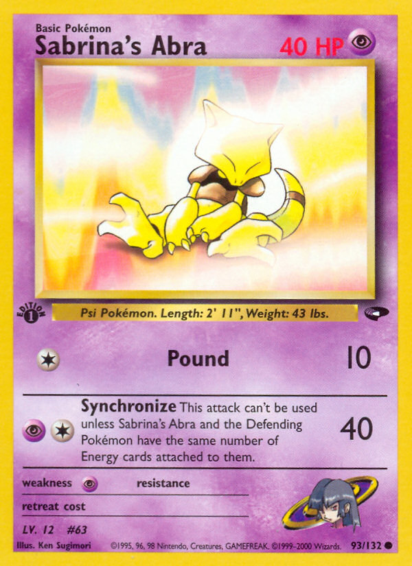 Sabrina’s Abra gym2-93 Common from Gym Challenge Set