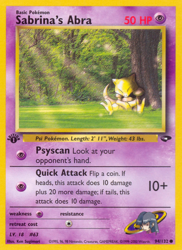 Sabrina’s Abra gym2-94 Common from Gym Challenge Set
