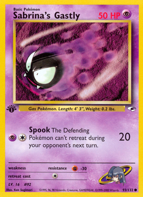 Sabrina’s Gastly gym1-93 Common from Gym Heroes Set