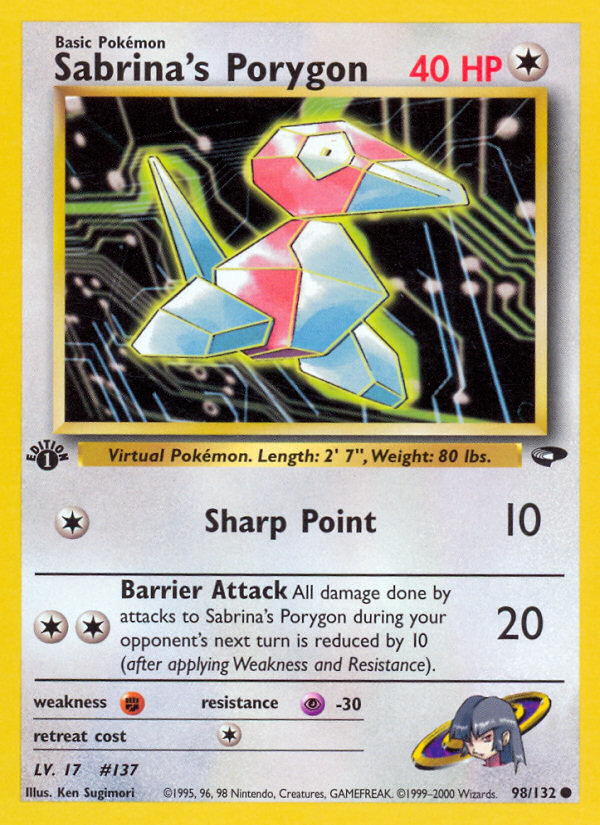 Sabrina’s Porygon gym2-98 Common from Gym Challenge Set