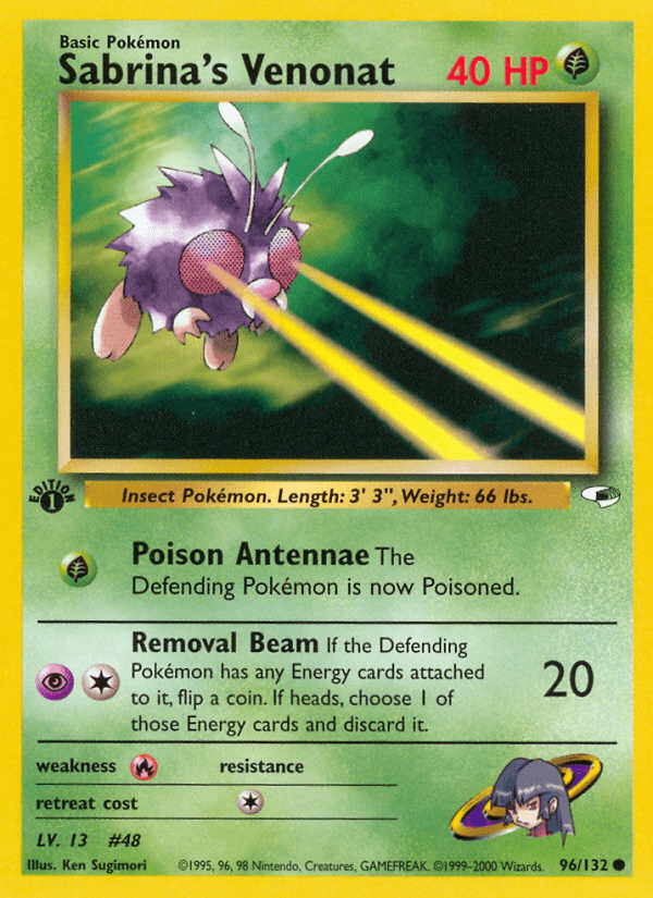 Sabrina’s Venonat gym1-96 Common from Gym Heroes Set