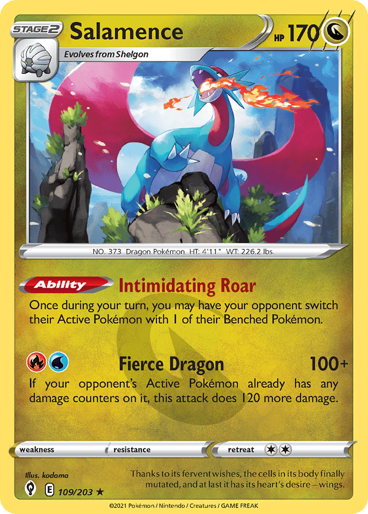 Salamence swsh7-109 Rare Holo from Evolving Skies Set